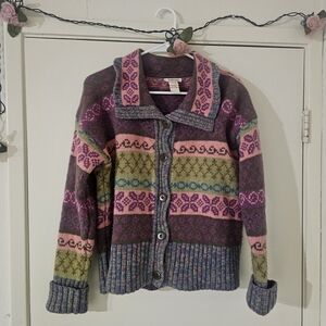 Sundance Pink and Green Patterned Sweater